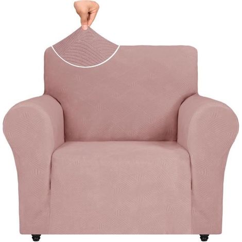 Housse de Fauteuil Extensible - Gris Rose - Protection Canape Chien - Hiver Sofa Cover (1/4)