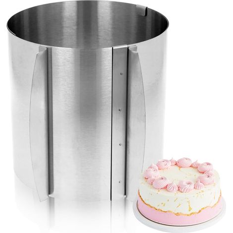 Cake ring height adjustable 15 cm, stainless steel, diameter adjustable from 16 to 30 cm, stainless steel baking ring has a scale, round baking frame for preparing (1/5)