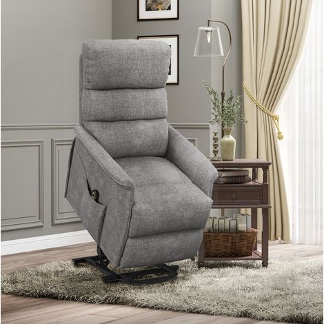 Sillón relax eléctrico 66x90x96 cm gris en poliéster con ayuda para levantarse y respaldo reclinable (1/3)