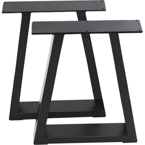 Set of 2 Metal Table Bench Legs Frames Trapezium with Top Steel Base Stands, 60x72CM (1/4)