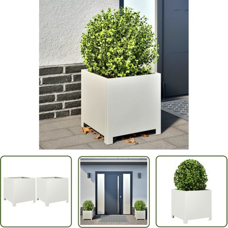 vidaXL Jardinières 2 pcs blanc 40x40x40 cm acier (1/5)