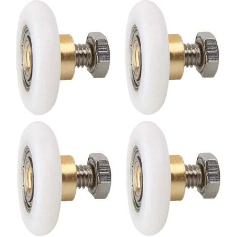 Ensoleille 4er-Set 23-mm-Nylon-Duschtürrollen mit Kupferfutter, einfache Montage mit M4-Schrauben, für Glasschiebetüren