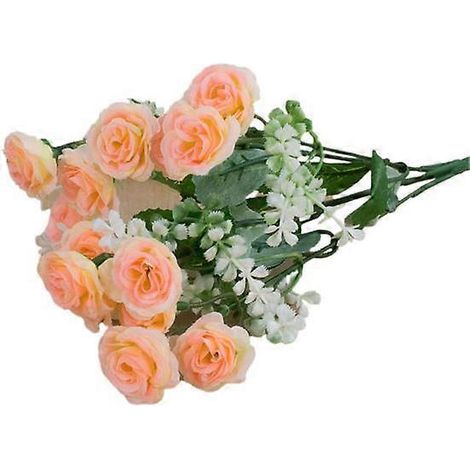 bouquet de roses artificielles sans arrosage, aux couleurs vives et éclatantes, pour embellir votre intérieur.rose clair (1/5)