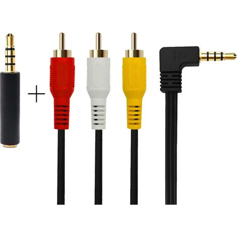 Prise RCA Video vers Jacks, câble mâle 3,5 mm vers fiche mâle 3RCA pour câble Audio stéréo AUX pour Smartphones, MP3, tablettes, Haut-parleurs, Home cinéma (Coude 1m) (1/5)