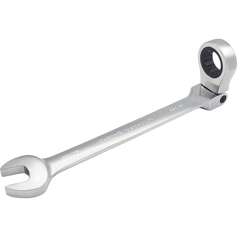 Clé mixte à cliquet réglable de 13 mm, marquée. Clé à cliquet réglable à extrémité ouverte, matériau traité thermiquement.