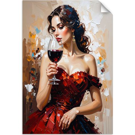 Selbstklebendes Poster – Wandsticker Mädchen mit einem Glas Wein 20x30 cm (1/3)