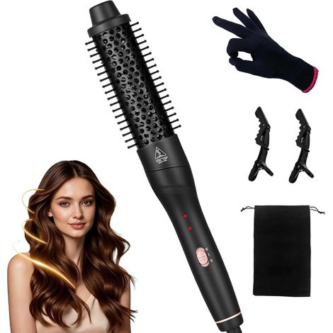 38mm Ceramic Tourmaline Heating Brush - Heats 30s, Temperature 266-410°F - 2-in-1 Straightener (1/5)