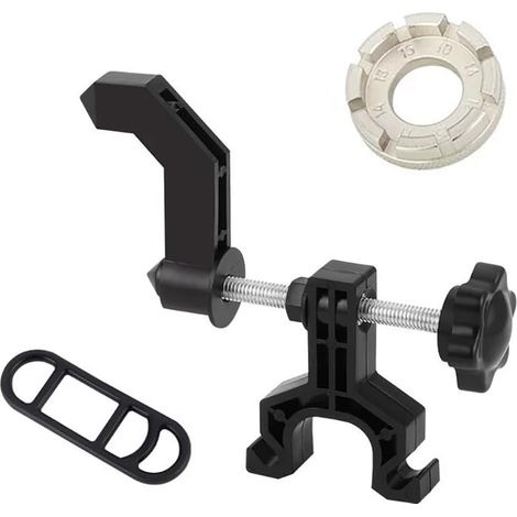 Tragbarer Fahrradradrahmen, Mini-Fahrradradrahmen, Fahrradfelgenreparaturwerkzeug, Speichenschlüssel (schwarz)