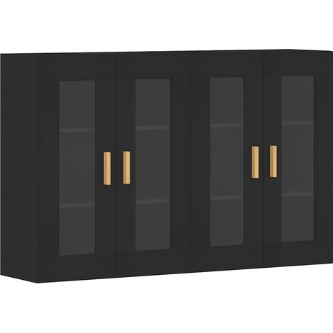 Armarios de pared 2 uds madera de ingeniería negro vidaXL