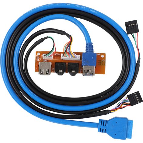 Panneau avant de boîtier d'ordinateur avec interface audio USB 3.0/2.0 et câble (1/5)