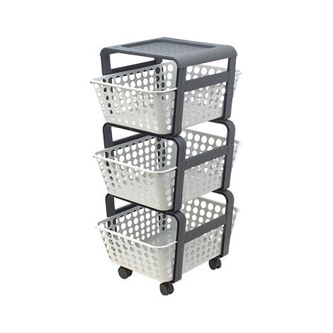 Carro de cocina 29×41×75 en plástico Modula con 3 bandejas y ruedas – Ecoplast