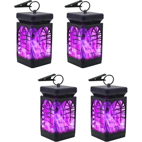 Lanternes solaires suspendues, éclairage d'extérieur, étanche, flamme vacillante, lanternes suspendues, éclairage décoratif, paquet de 4 (1/5)