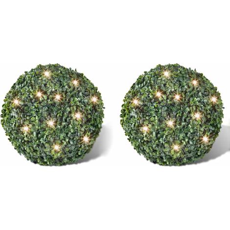 Hoja Artificial Bola de poda 35 cm Con cuerda de LED solar 2 piezas vidaXL (1/2)
