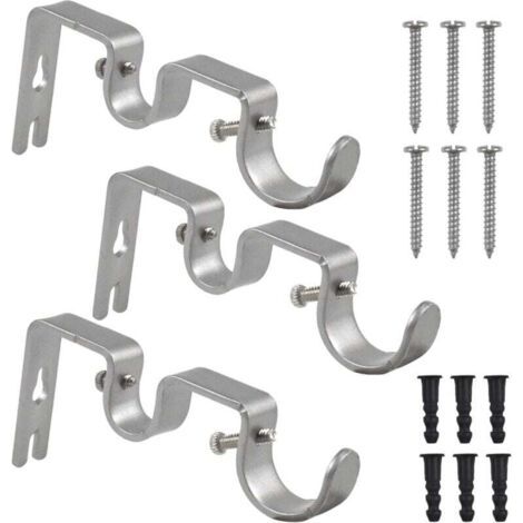 Supports de Tringle à Rideaux Double - Lot de 3 en Métal Robuste avec Vis pour Maison ou Bureau (1/4)