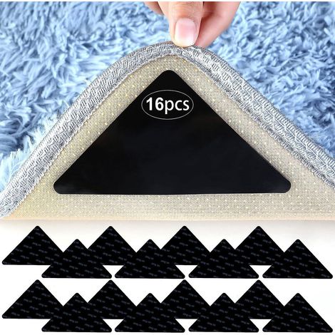 16 Tapis Antidrapants Triangulaires (15110,2cm), Coin Antiroulis, Lavable Et Rutilisable, Autocollant Antidrapant Pour Tous Les Sols Lisses (1/5)