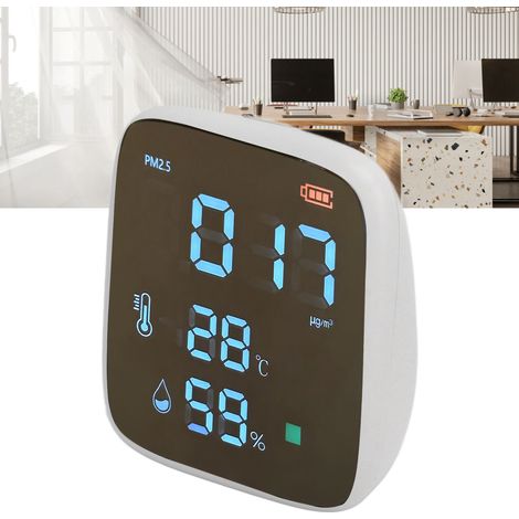 Détecteur miniature DM1308E PM2.5 de poussière, température et humidité avec alarme de dépassement (1/5)
