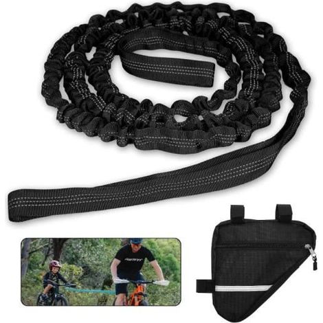 Corde de Remorquage de Vélo - avec Sac de Rangement - Barre de remorquage Velo Enfant 4,5 m - Capacité de Charge 500 lbs - Noir (1/4)