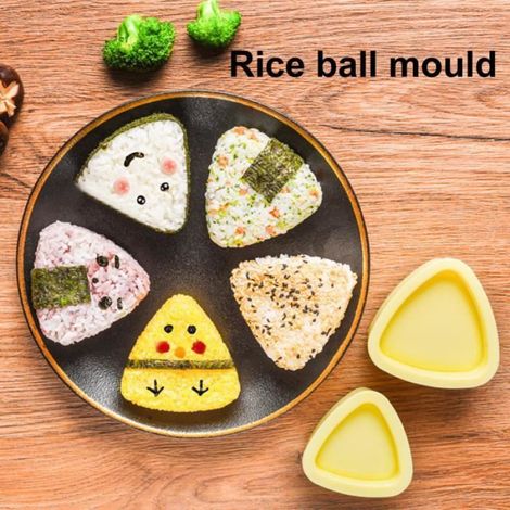 Moule Onigiri - En PP Alimentaire Sans BPA - Forme Triangle Robuste Réutilisable - Pour Cuisine Japonaise Maison - 1 Set (2 Moules + 1 Cuillère) (1/4)