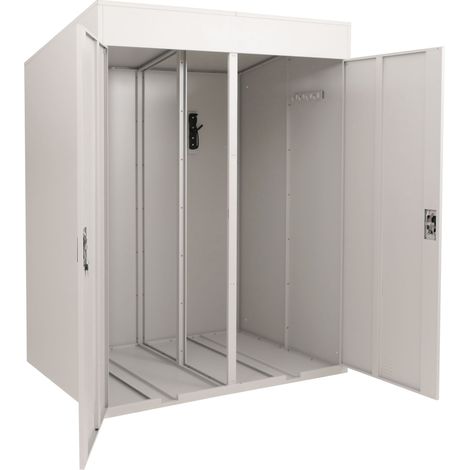 [NON UTILIZZATO] Garage per biciclette doppio HHG-202b, box per biciclette, con chiave, metallo 213x158x125 cm, grigio chiaro