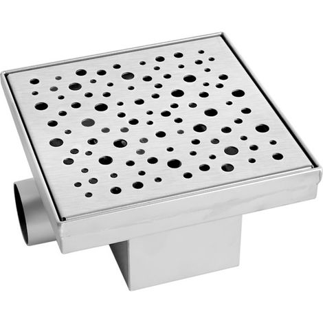 Caniveau Douche Carré 15x15cm Argent Siphon Sol (1/4)