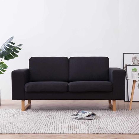 vidaXL Canapé à 2 places Tissu Noir (1/5)