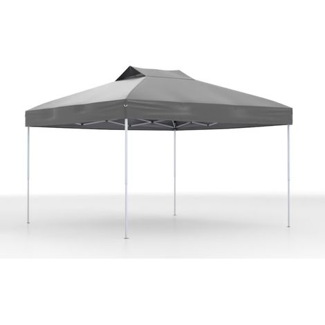 Tente Pliante 3 x 3 M, Tonnelle de Jardin Hauteur Réglable 255-275 CM avec Verrouillage Central à Clic & Sac de Transport Portable, Gris