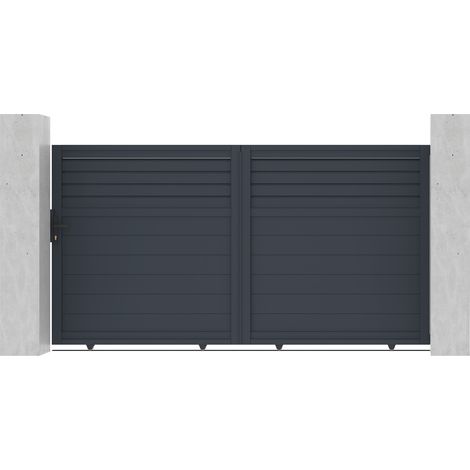 Casanoov – Portail aluminium coulissant 300x160cm – Semi-ajouré gris anthracite RAL 7016 – Kit à monter soi-même – Accessoires inclus (1/4)