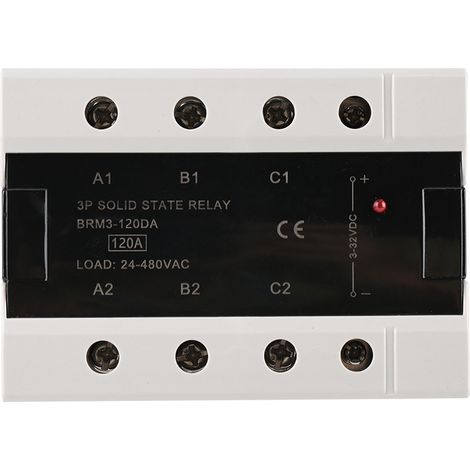 Relè a stato solido ViaGasaFamido BRM3-100DA, design di controllo ad alta tensione, capacità di carico 100 A, ideale per applicazioni industriali (BRM3-120DA)