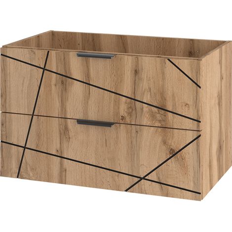 Waschtischunterschrank 80cm Teren mit 2 Schubladen, Holzoptik