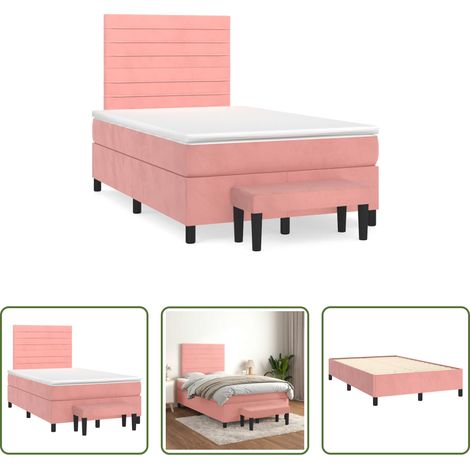Matelas à ressorts ensachés - Sommier à lattes de lit avec matelas rose 120x190 cm velours (1/5)