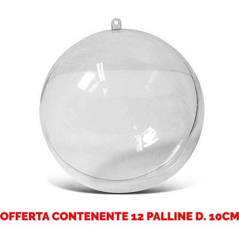 OFFERTA 12 PALLINE IN PLEXIGLASS DIVISIBILE Ø10CM ADDOBBI DECORO ALBERO NATALE
