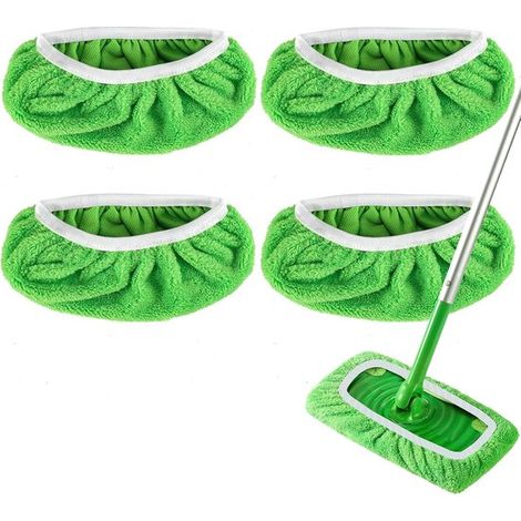 Lot de 4 chiffons de balayage – Compatibles avec balai Swiffer – Secs et humides – Microfibre réutilisable (1/4)