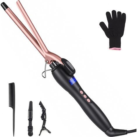 Hair Curler 13 mm, Clip-On Curling Irons for Small Curls Curling Iron 10 Temperature Settings, Ceramic Curling Iron with Glove for Long and Short Hair (1/5)