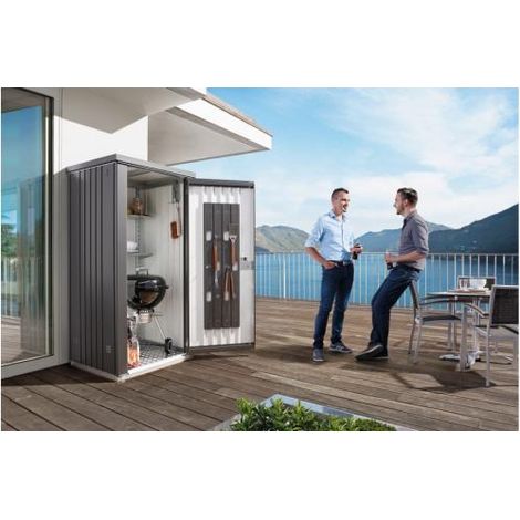 Armario Metalico Biohort Alto Jardin Color Plata Metalizada 90