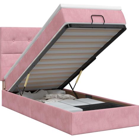 Maison Exclusive - Letto ottomano con materasso Rosa 90 x 200 cm Velluto (1/5)