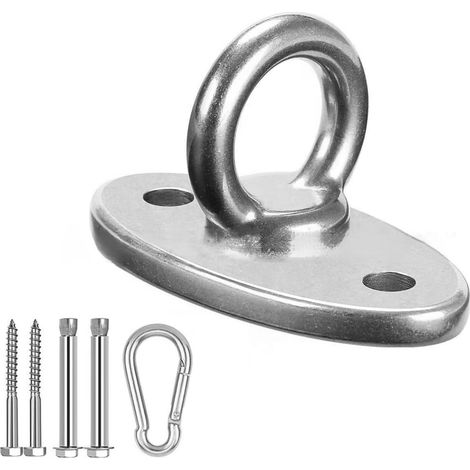 Crochet Plafond, Acier Inoxydable Crochet Balançoire, support de plafond, Plafond Crochets de Fixation Murale pour Chaise de Jeux Intérieure et Extérieure, Corde de Yoga, Sacs de Frappe (vis incluses) (1/5)