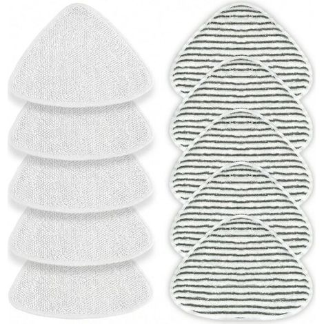 Lot de 10 Lingettes pour Vileda Steam, 5 Chenille et 5 Rayées, Microfibres Lavables 31x22 cm, Sols Durs (1/5)