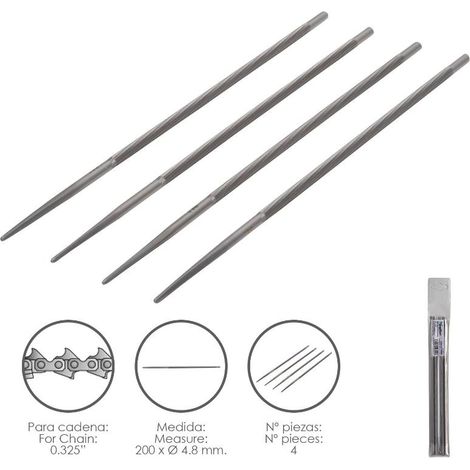 limas cadena motosierra 200 x ø 4.8 mm. 0.325 (pack 4 piezas) (1/2)