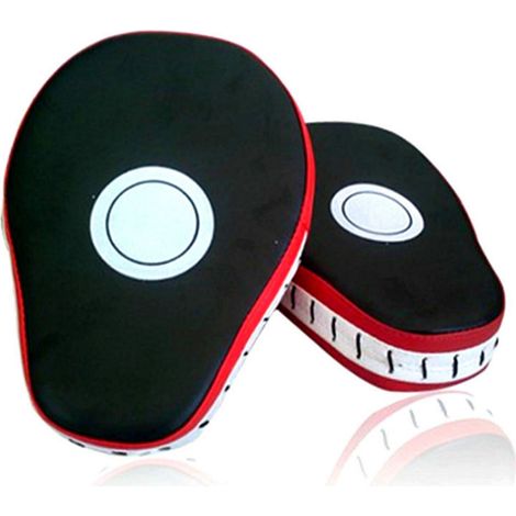 Ortviai Cibles d'entraînement pour boxe et arts martiaux – 2 pièces, cuir PU noir et rouge, mousse EVA élastique, 25 x 19 cm