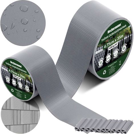Ruban de clôture Heckermann 4,75 cm x 35 m - Gris clair (1/5)