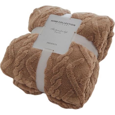 Couverture Plaid Taffetas Jacquard Flanelle Polaire Douce Chaude - Se Protéger du Froid, 70x100cm Poussette ou Lit (Chocolat)