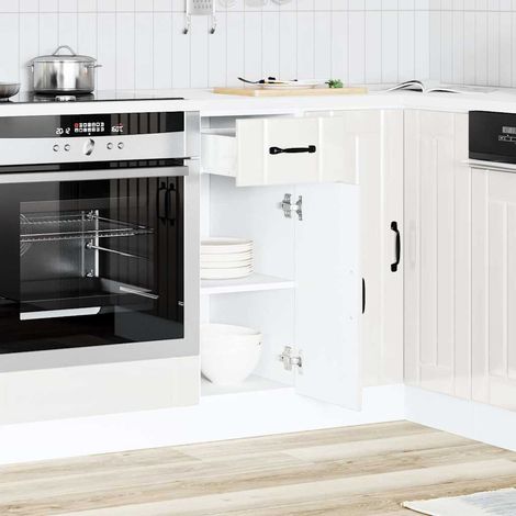 vidaXL Mueble bajo de cocina Lucca blanca de alto brillo (1/5)