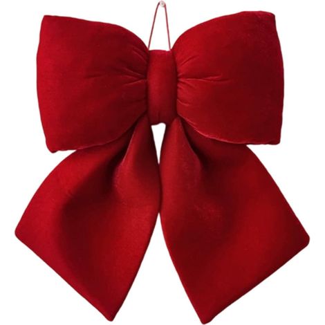 Ribbon Noël - Ruban Velours Rouge Étanche pour Guirlande Porte Couronne Arbre de Noël Intérieur Extérieur - 14 x 12,5 cm 20 x 20 cm 33 x 29 cm - 1 Pièce (1/5)