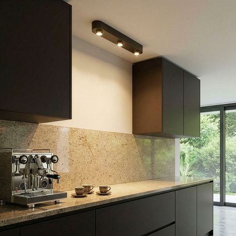 Plafonnier linéaire 3 lampes 75x8x9 cm en métal bronze - KITGEN