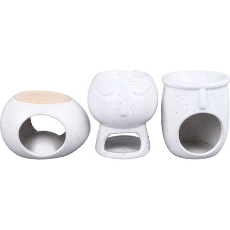 Lot de 3 brûleurs à huile en céramique pour bougies chauffe-plat, décoration pour la maison ou la chambre, cadeau idéal pour Noël ou une pendaison de crémaillère. (1/5)