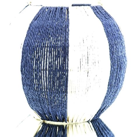 VAN DER LEEDEN Laterne Kugel Blau & Weiß Ø 35 cm Höhe 31 cm - Papierseil & Metall (1/3)