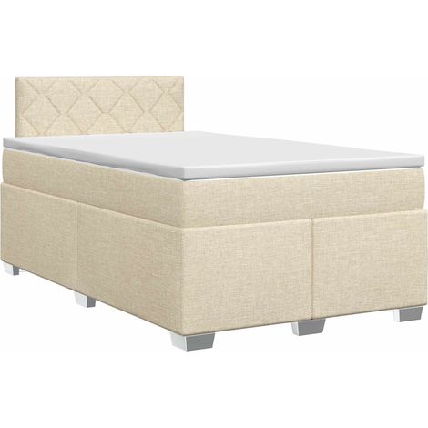 Maison Exclusive - Letto box spring con materasso Crema 120 x 190 cm Tessuto (1/5)