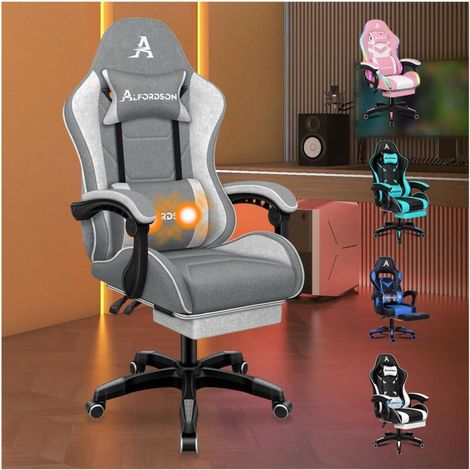 Bürostuhl Gaming Stuhl Massage Fußstütze Lendenkissen Grau Thor-Serie (1/5)