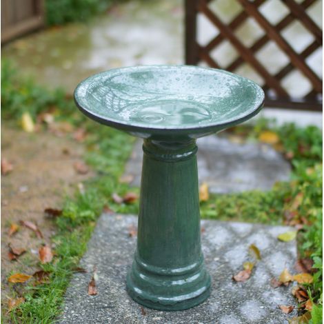 Bain d’oiseaux céramique 31,5 cm vert foncé HAVRYA (1/5)