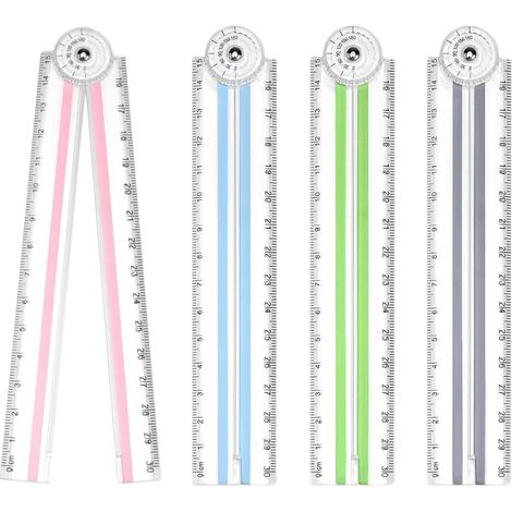 Set di 4 righelli pieghevoli, righello trasparente da 30 cm, righello multifunzionale in plastica per studenti e ufficio. (1/5)